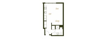 230 Ash Apartments Studio B3 Floor Plan