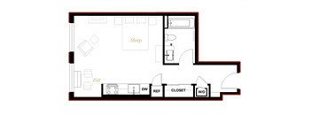 The George Besaw Apartments Studio C Floor Plan