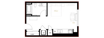 The George Besaw Apartments Studio D Floor Plan
