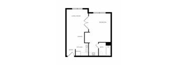 Studio Domain Apartments in Austin, Texas A1 Floor Plan