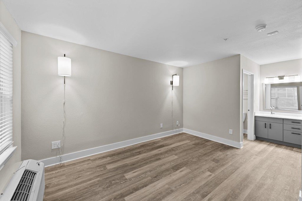 Studio Domain Apartments in Austin, Texas Studio and Bathroom