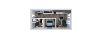 A white room with a couch, a chair, a table, and a shelf.