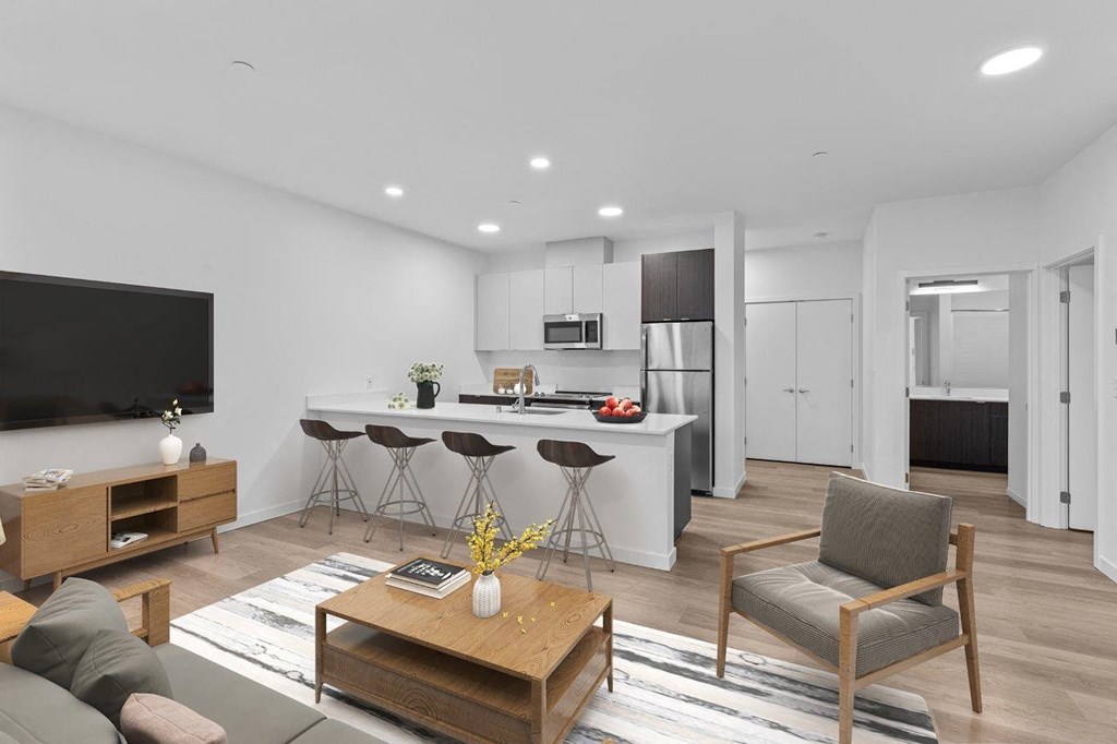 Sumner Mill Model Living Room and Kitchen