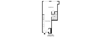 a floor plan of a house with a bedroom and a living room
