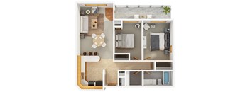 Sycamore Apartments in Walla Walla, Washington Two Bedroom Floor Plan