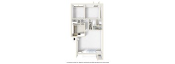 a floor plan of a studio apartment with a bedroom and a bathroom