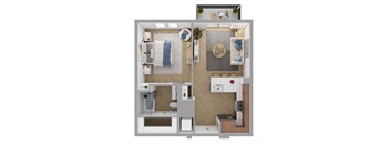 The Brentwood Apartments in Austin, Texas A1a Floor Plan