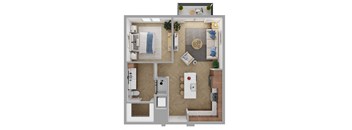 The Brentwood Apartments in Austin, Texas A4a Floor Plan