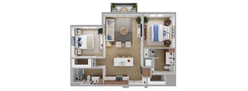 The Brentwood Apartments in Austin, Texas B1b Floor Plan