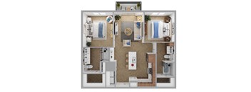 The Brentwood Apartments in Austin, Texas B2a Floor Plan