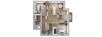 The Brentwood Apartments in Austin, Texas B3a Floor Plan