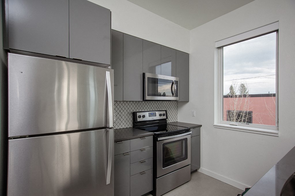 The Bridgetown Apartment Gray Kitchen Cabinets