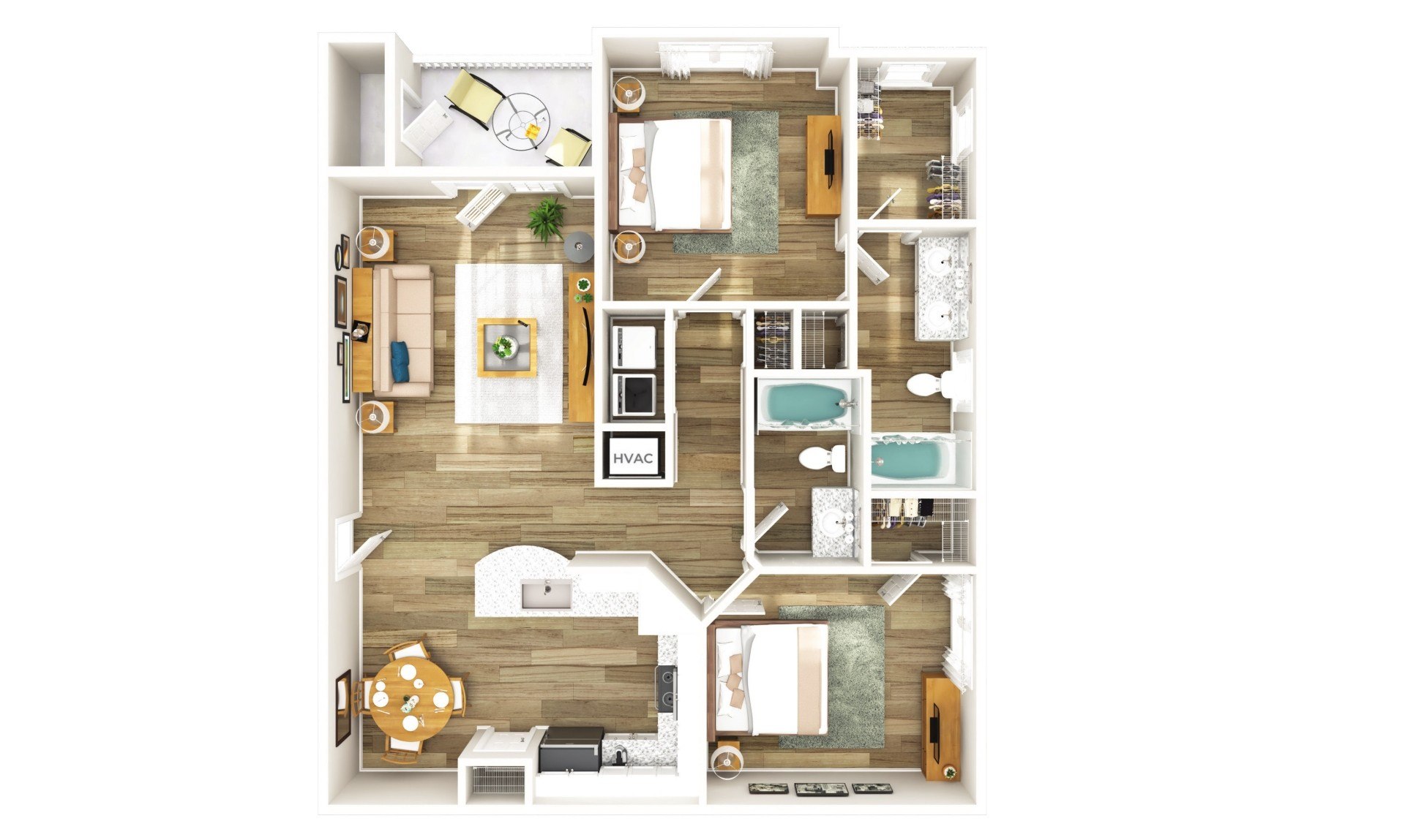 The Carolinian Apartments in Wilson, North Carolina Two Bedroom Floor Plan