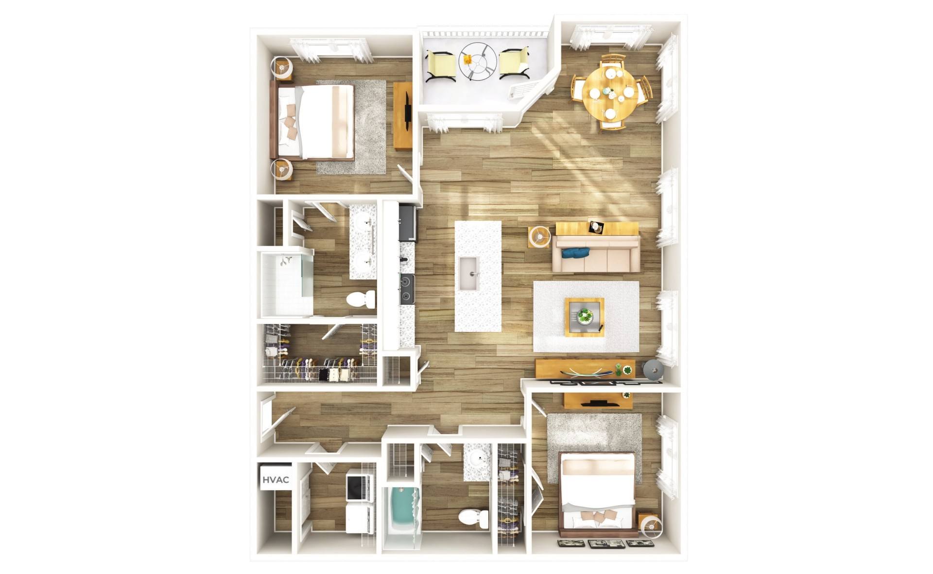 The Carolinian Apartments in Wilson, North Carolina Two Bedroom Floor Plan
