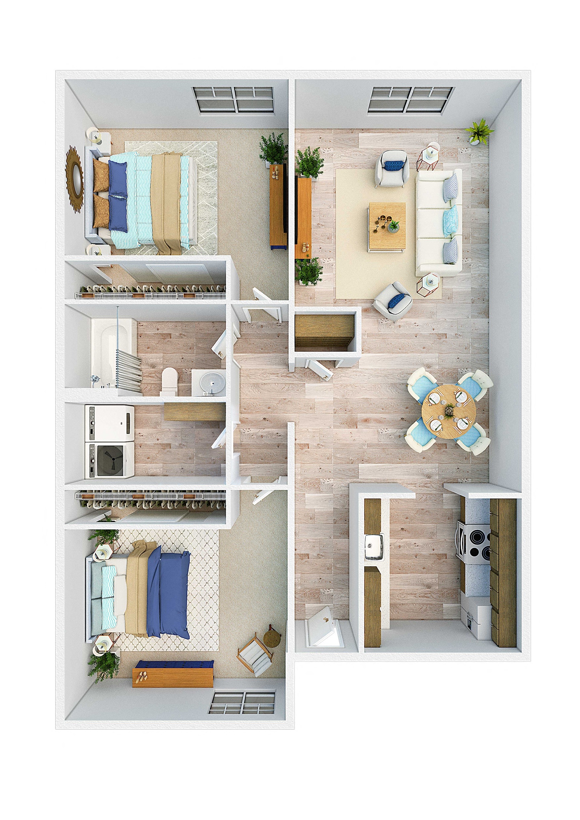 The Clairmont Apartments in Eugene, Oregon 2 Bedroom Floor Plan