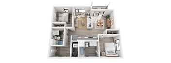 The Confluence on Farwell Apartments in Spokane, Washington 2 Bedroom Floor Plan