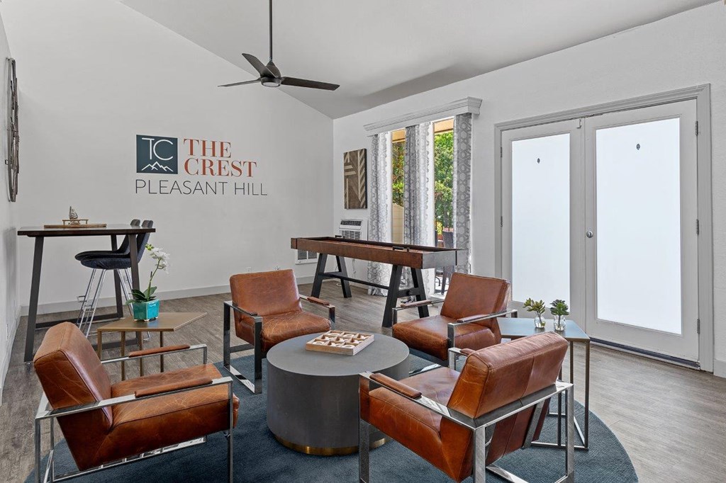 The Crest Pleasant Hill Apartments in California Clubhouse Lounge with Shuffleboard