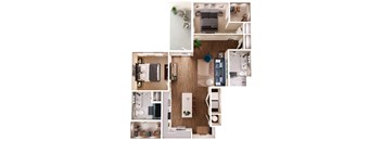 The Crown of Queen City Apartments in Charlotte, North Carolina B3B Floor Plan