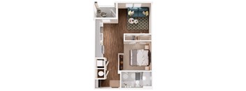 The Crown of Queen City Apartments in Charlotte, North Carolina S1B Floor Plan