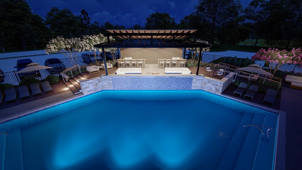The Depot Apartments in Celina, Texas Pool Area Rendering