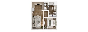 The Elowen in Lacey, WA One Bedroom Apartment Floor Plan