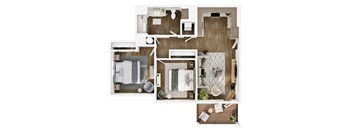 The Elowen in Lacey, WA Two Bedroom Apartment Floor Plan