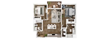 The Elowen in Lacey, WA Two Bedroom Apartment Floor Plan