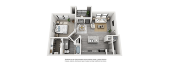 The Flats at Shadowglen Apartments in Manor, TX One Bedroom Floor Plan