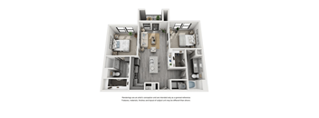 The Flats at Shadowglen Apartments in Manor, TX Two Bedroom Floor Plan