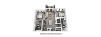 The Flats at Shadowglen Apartments in Manor, TX Two Bedroom Floor Plan