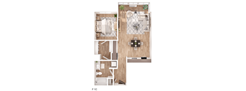 A floor plan of a furnished apartment.