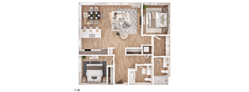 A floor plan of a two bedroom apartment.
