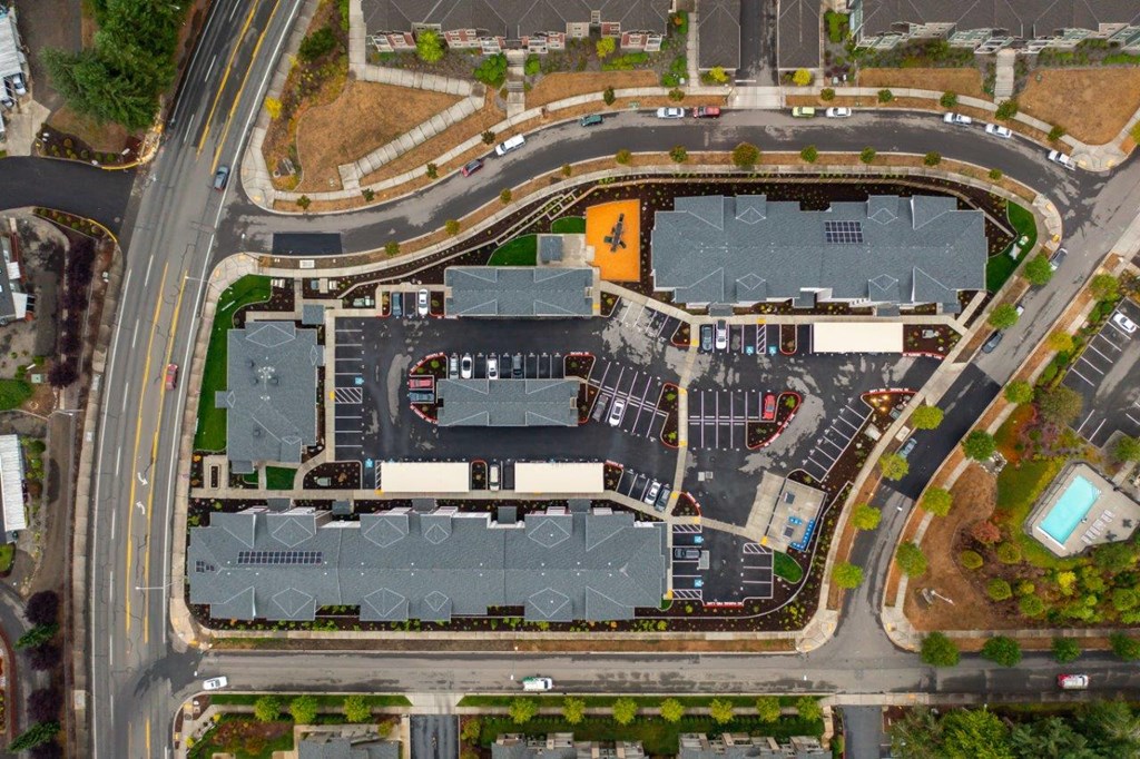 Aerial View of The Goat Property and Parking