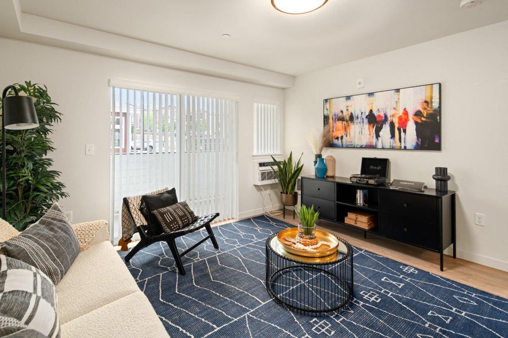 The Goat Model Living Room with Private Patio