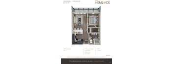 The Hemlock 1 Bed 1 Bath 3.2 Floor Plan