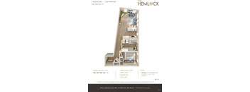 The Hemlock 1 Bed 1 Bath 5A-5B Floor Plan