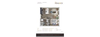 The Hemlock 1 Bed 1 Bath MFTE Floor Plan
