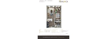 The Hemlock 1 Bed 1 Bath w Den 2A-2B Floor Plan