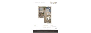 The Hemlock 1 Bed 1 Bath w Den 8 Floor Plan