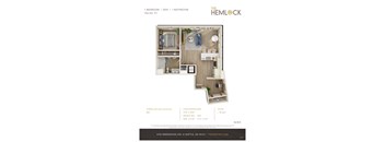 The Hemlock 1 Bed 1 Bath w Den 9 Floor Plan