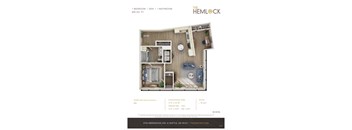 The Hemlock 1 Bed 1 Bath w Den 9A Floor Plan