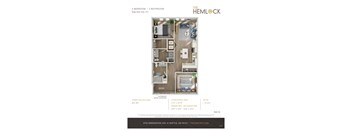The Hemlock 2 Bed 2 Bath 1A-1E Floor Plan