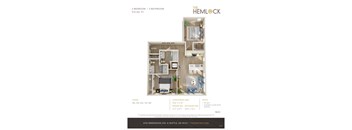The Hemlock 2 Bed 2 Bath 3 Floor Plan