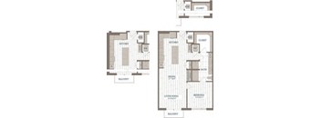 a floor plan of a building with two different elevations