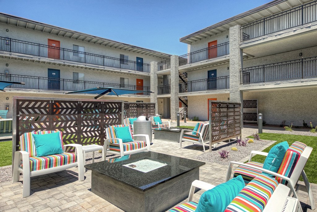 The Icon on Central Apartments in Phoenix, Arizona Patio with Fire Pit