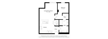 floor plan of the living dining room and kitchen area
