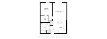 a floor plan of a unit with a bedroom and a living room