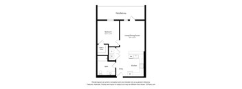 a floor plan of a unit with a bedroom and a living room