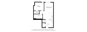 a floor plan of a unit with a bedroom and a living room