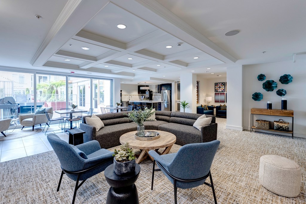The Mercer Apartments Clubhouse Lounge and Kitchen
